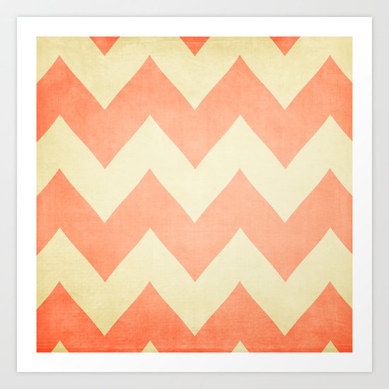 Fuzzy Navel - Peach Chevron Art Print