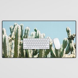 Tall cacti | Cactus photo print | Colourful travel wanderlust photography art Desk Mat