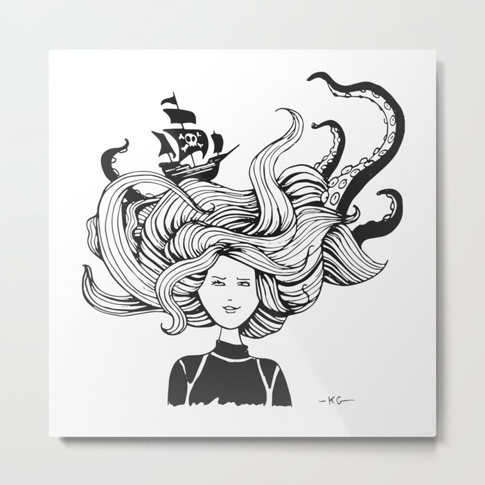 " Sea Battle" Hair Metal Print