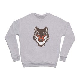 Fair isle knitting grey wolf // oak and taupe brown wolves orange moons and pine trees Crewneck Sweatshirt