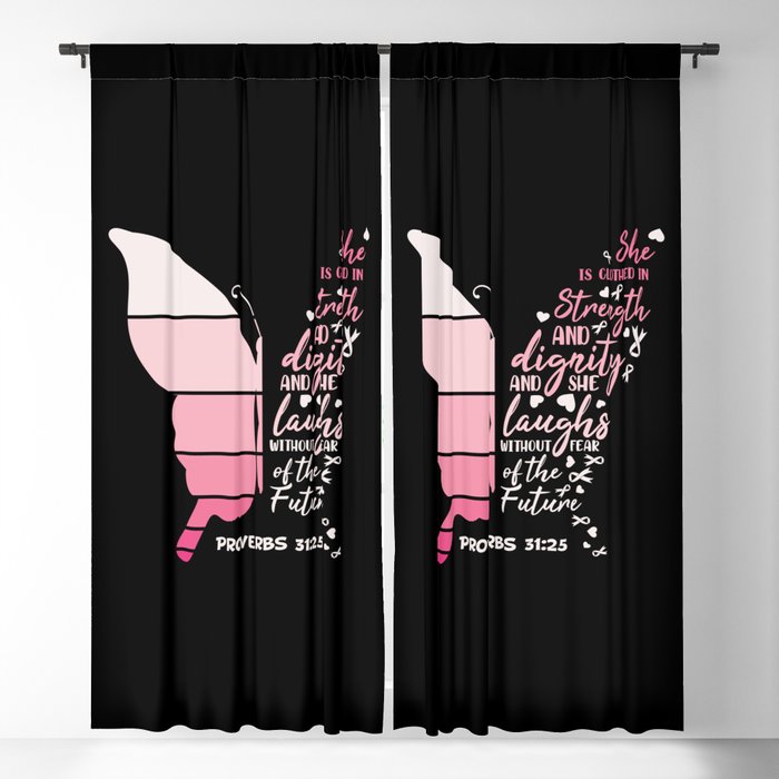 Breast Cancer Awareness Butterfly Blackout Curtain