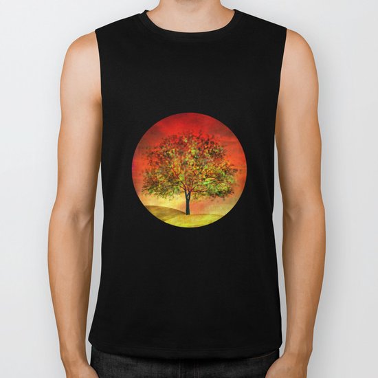 Tree at Sunset Biker Tank