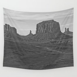 Oljato Monument Valley, Arizona, natural rock formations under blue sky black and white landscape photograph / photography Wall Tapestry