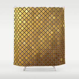 Golden mosaic abstract geometric gold tile illustration pattern.  Shower Curtain