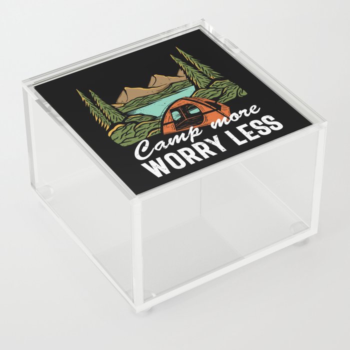Camp More Worry Less Camping Funny Acrylic Box