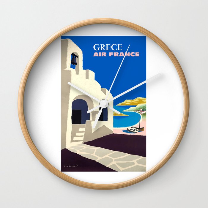 1959 Air France GRECE Greece Travel Poster Wall Clock