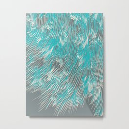 feathered lines in teal Metal Print