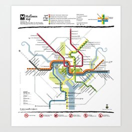 Spooky DC Metro Map Art Print
