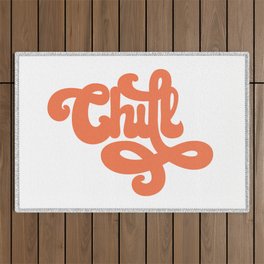 Chill Orange Retro Typography Outdoor Rug