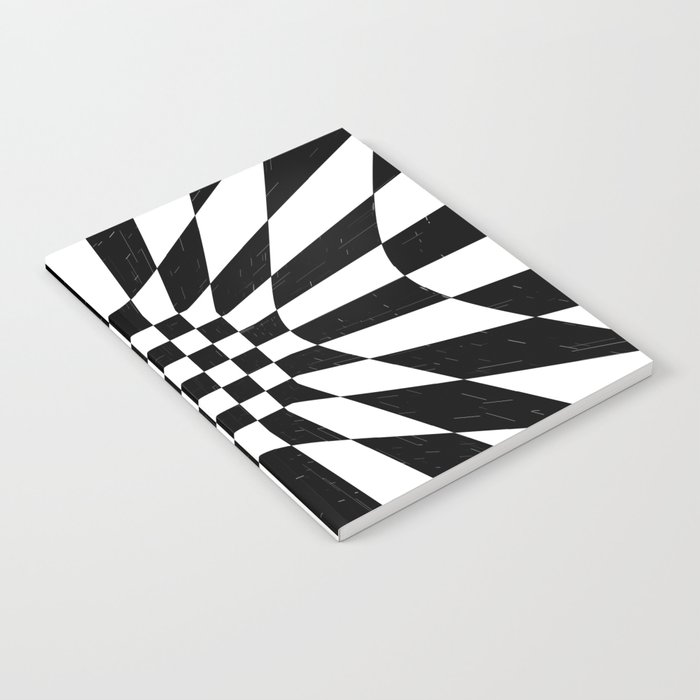 Abstract geometric infinite flower and star burst zebra pattern design in black and white Notebook