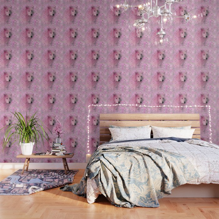 Pink Wolf Flower Sparkle Wallpaper By Saundramyles Society6