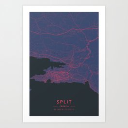 Split, Croatia - Neon Art Print