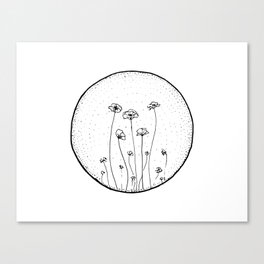 Abstract minimal black and white flowers Canvas Print