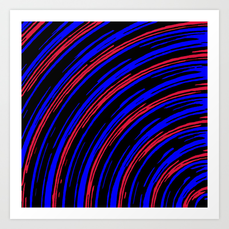 Graffiti Line Drawing Abstract Pattern In Blue Red And Black Art