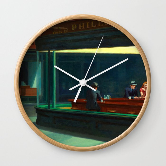 Nighthawks Painting Restored Edward Hopper Wall Clock