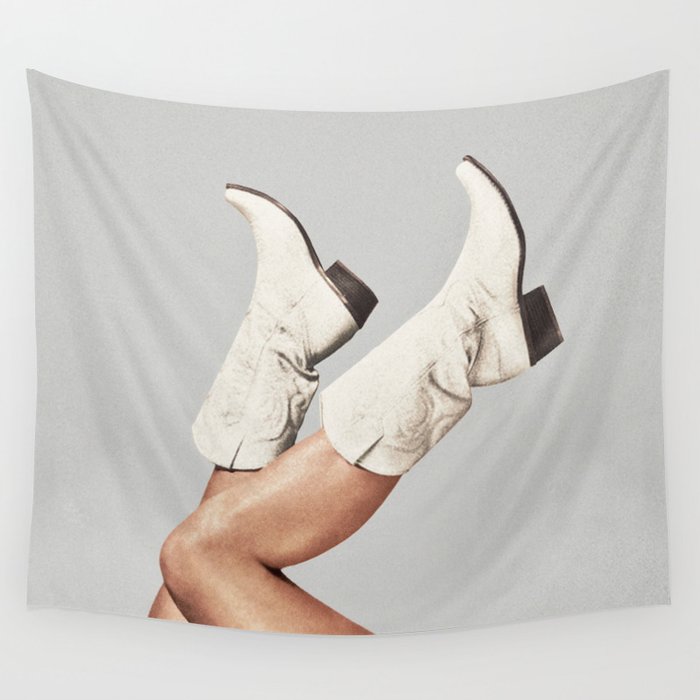 These Boots - Silver Gray Wall Tapestry