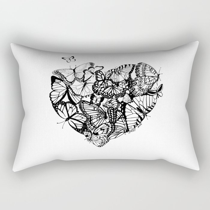 Butterflies +heart  Rectangular Pillow