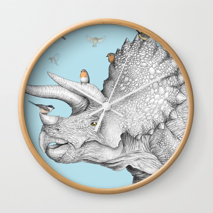 Triceratops and Birdies Wall Clock