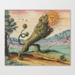 The Lion Eating The Sun Antique Alchemy Illustration Canvas Print