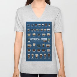 Coffee Types Chart Poster - Classic Blue, Color of the Year 2020, Cup Poster Chart V Neck T Shirt