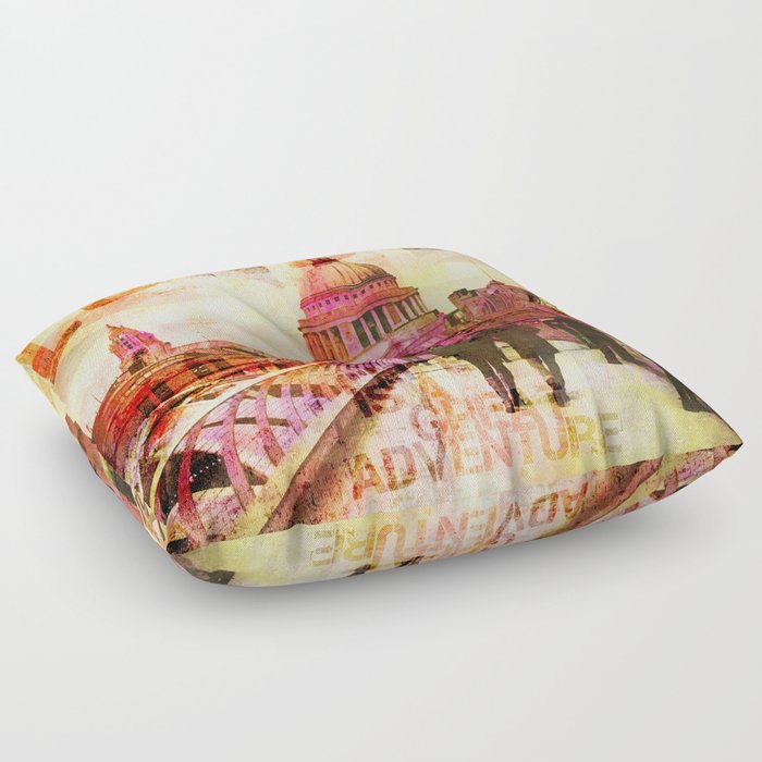 London St. Pauls Cathedral Modern Mixed Media Floor Pillow
