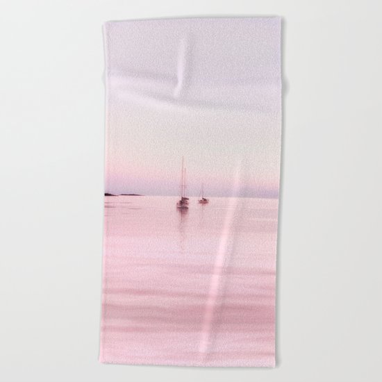 Pink Bahama Sunrise with sail boats Beach Towel
