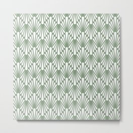 Art Deco Mint Green & White Abstract Pattern Metal Print