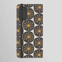 Atomic Retro Dots Midcentury Modern Pattern Charcoal Grey, Muted Mustard Gold, and Cream Android Wallet Case