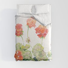 Geranium Watercolor  Comforter