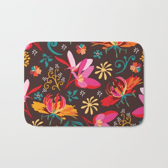Tropical flower pattern Bath Mat