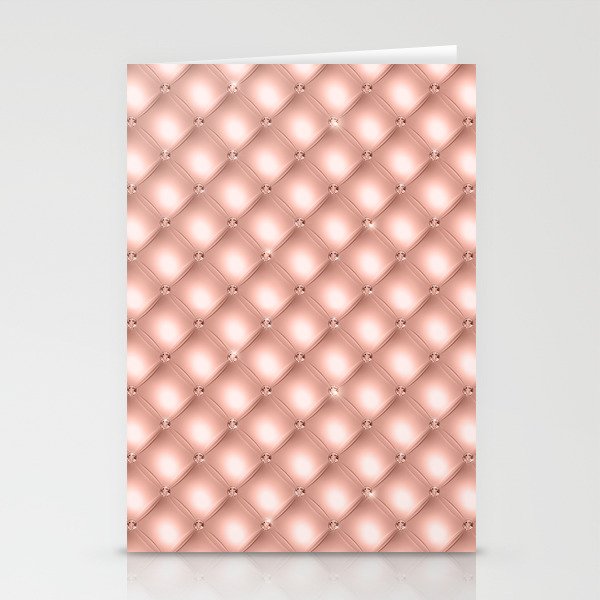 Glam Rose Gold Tufted Pattern Stationery Cards
