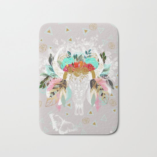 Fantasy boho skull Bath Mat