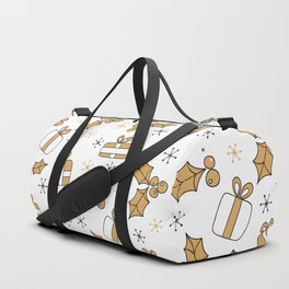 Christmas Pattern Yellow Retro Gifts Holly Duffle Bag