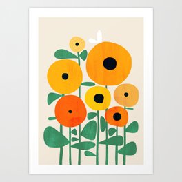 Sunflower and Bee Art Print