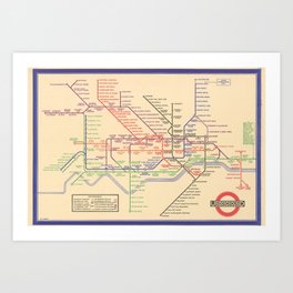 Vintage London Underground Map Art Print