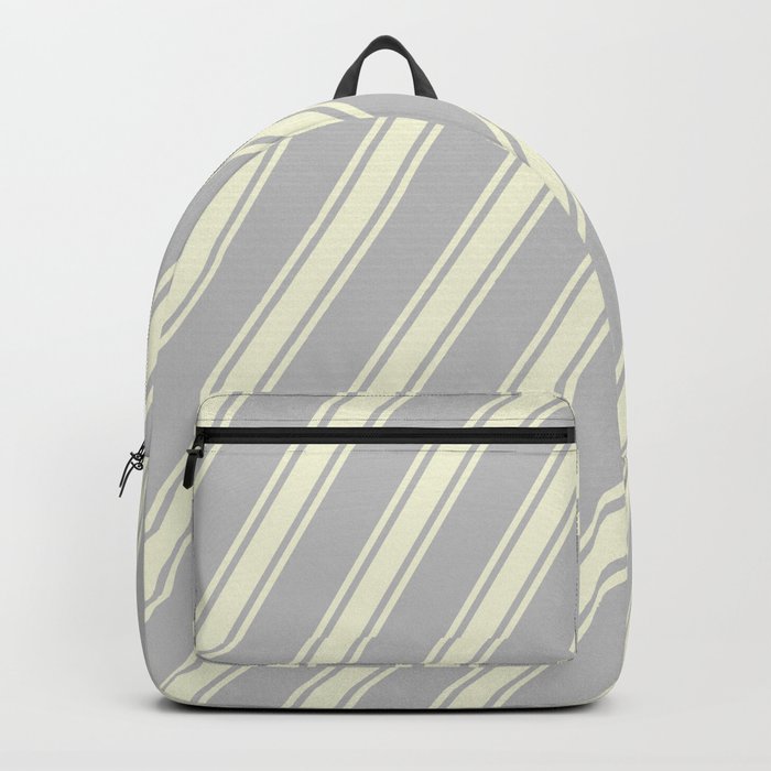 Grey and Beige Colored Lines/Stripes Pattern Backpack