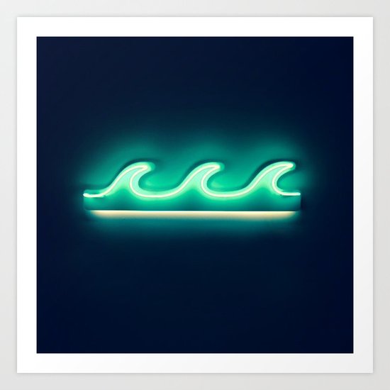 Waves (Neon) Art Print