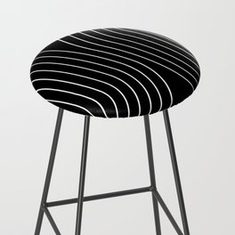 Minimal Line Curvature II Black and White Mid Century Modern Arch Abstract Bar Stool