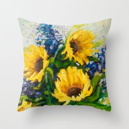 Sunflowers Oil Painting Throw Pillow