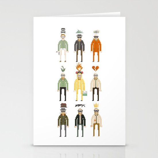 Walter White Pixelart Transformation- Breaking Bad Stationery Cards