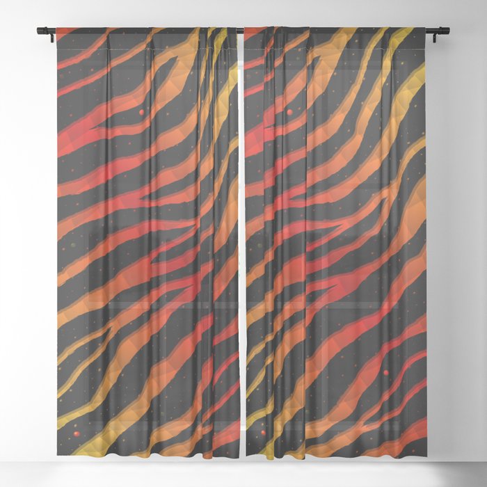 Ripped SpaceTime Stripes - Yellow/Red Sheer Curtain