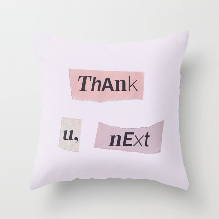 thank you next Ariana white Throw Pillow by Rayowag Society6