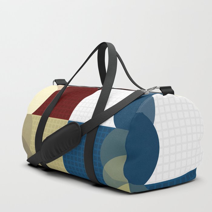 Grid retro color shapes patchwork 2 Duffle Bag