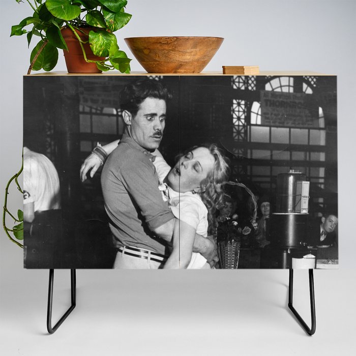 Humorous dance marathon shock and surprise exhaustion dance partners vintage black and white funny photograph - photography - photographs Credenza
