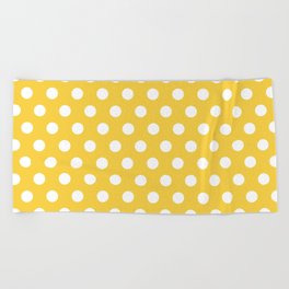 White Polka Dots on Yellow Beach Towel