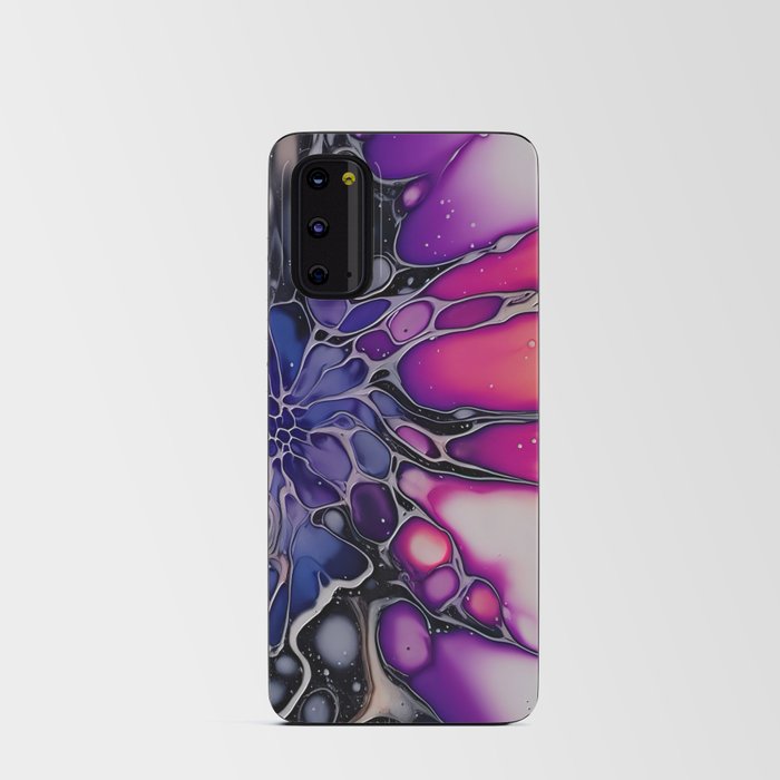Abstract purple blue flower poured paint  Android Card Case