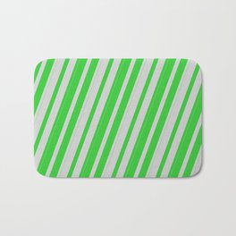 [ Thumbnail: Lime Green & Light Grey Colored Lines Pattern Bath Mat ]