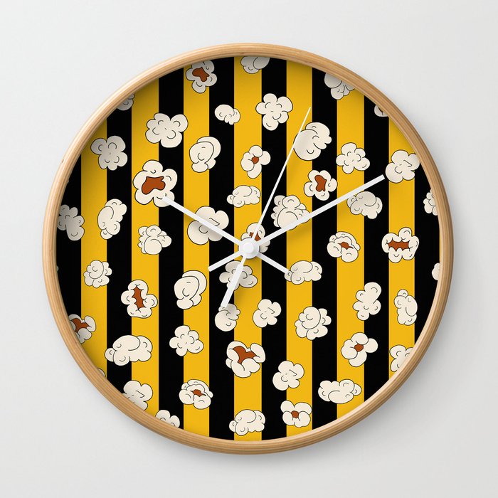 Popcorn retro Black lines 2 Wall Clock