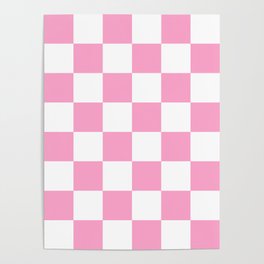 Pink & White Checkered Pattern Poster