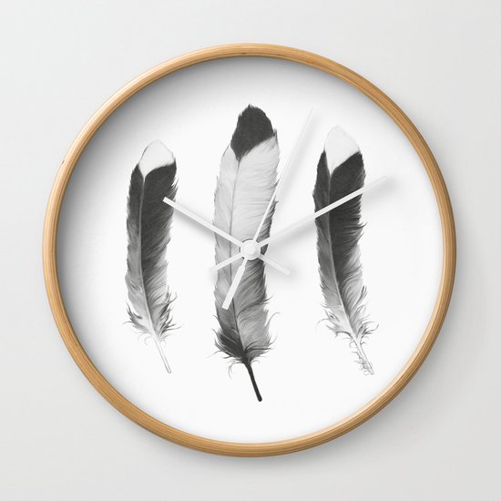 Feathers Sketch Wall Clock